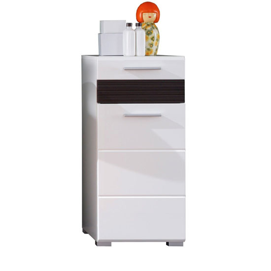 Mezzo Storage Cabinet In White With High Gloss Fronts