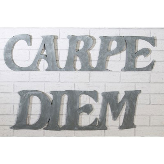 Wall Decoration Carpe Diem Metal Grey Set Of 2