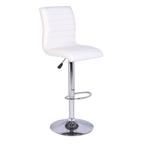 Ripple Faux Leather Bar Stool In White With Chrome Base