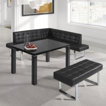 Austin Small Faux Leather Dining Bench In Black