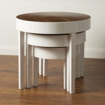 Martos High Gloss Nest of 3 Tables In Oak And White