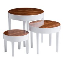 Martos High Gloss Nest of 3 Tables In Oak And White