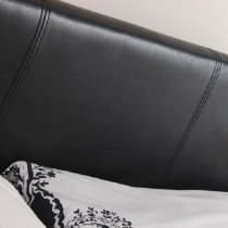 Tivolin Bed In Black Faux Leather With Wooden Legs