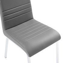 Dora Faux Leather Dining Chair In Grey With Chrome Legs