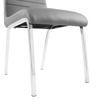 Dora Faux Leather Dining Chair In Grey With Chrome Legs