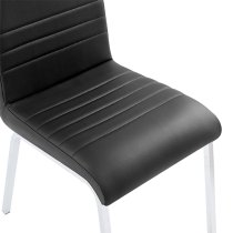 Dora Faux Leather Dining Chair In Black With Chrome Legs