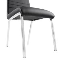 Dora Faux Leather Dining Chair In Black With Chrome Legs