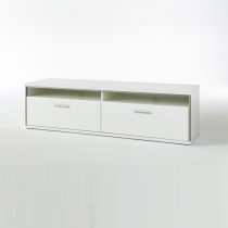 Libya Wide LCD TV Stand In White High Gloss With 2 Drawer