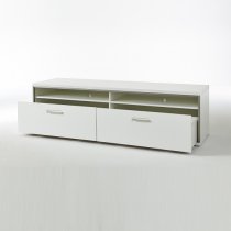 Libya Wide LCD TV Stand In White High Gloss With 2 Drawer