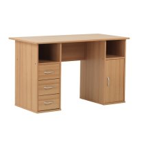 Tunisia Wooden Computer Table In Beech Effect With 3 Drawers