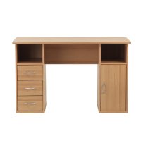 Tunisia Wooden Computer Table In Beech Effect With 3 Drawers