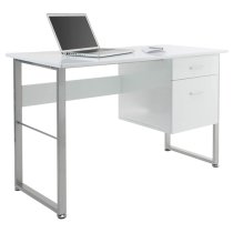 Carbine Wooden Laptop Desk With Grey Metal Frame In White