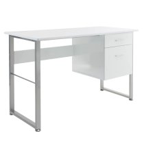 Carbine Wooden Laptop Desk With Grey Metal Frame In White