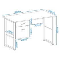 Carbine Wooden Laptop Desk With Grey Metal Frame In White