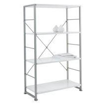 Carbine Wooden Bookcase With Grey Metal Frame In White