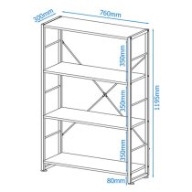 Carbine Wooden Bookcase With Grey Metal Frame In White