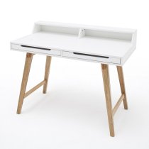 Coupar Laptop Desk In Matt White With Solid Beech Legs