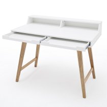 Coupar Laptop Desk In Matt White With Solid Beech Legs