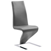 Demi Z Grey Faux Leather Dining Chairs With Chrome Feet In Pair