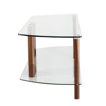 Clevedon Small Clear Glass TV Stand With Walnut Frame