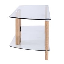 Clevedon Small Clear Glass TV Stand With Light Oak Frame