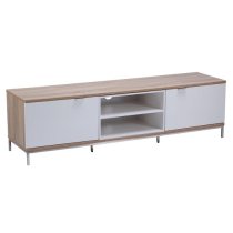 Cerritos Medium Wooden TV Stand In Light Oak And White