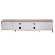 Clevedon Large Wooden TV Stand In Light Oak And White