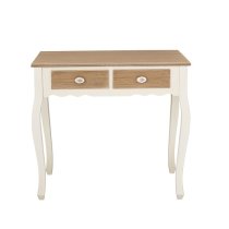 Jedburgh Console Table In Distressed Wooden Top And Cream Legs