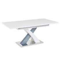 Axara Large Extending Gloss Dining Table In White And Grey