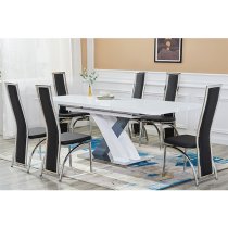 Axara Large Extending Gloss Dining Table In White And Grey