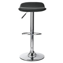 Ohioan Leather Bar Stool With Chrome Base In Black