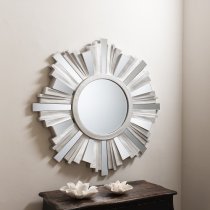 Barnveld Wall Mirror 3D Starburst In Silver With Mirrored Panels