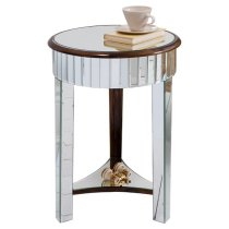 Harvard Mirrored Side Table Round With Bronze Base And Shelf