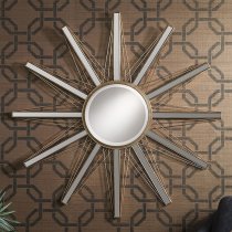 Roland Starburst Wall Mirror In Bright Gold With Mirrored Panels