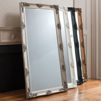 Wickford Large Rectangular Leaner Floor Mirror In Silver