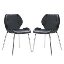 Darcy Black Faux Leather Dining Chairs In A Pair