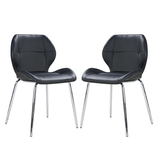 Darcy Black Faux Leather Dining Chairs In A Pair