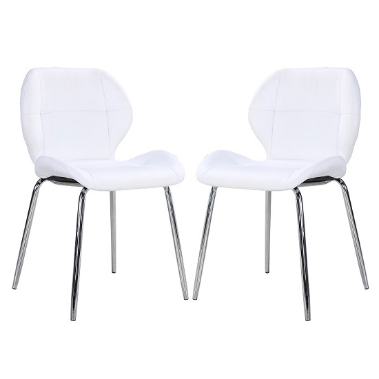 Darcy White Faux Leather Dining Chairs In A Pair