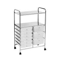 Milton Trolley In Chrome And Plastic With 9 Drawers And 2 Shelf