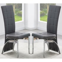 Ravenna Grey Faux Leather Dining Chairs In Pair