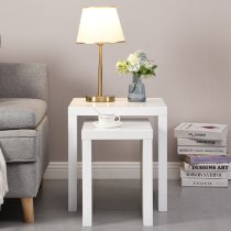 Metro Square High Gloss Set Of 2 Nesting Tables In White