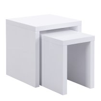 Metro Square High Gloss Set Of 2 Nesting Tables In White