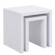 Metro Square High Gloss Set Of 2 Nesting Tables In White