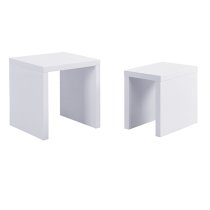 Metro Square High Gloss Set Of 2 Nesting Tables In White