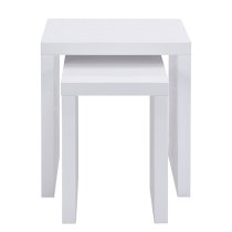 Metro Square High Gloss Set Of 2 Nesting Tables In White