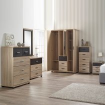 Margate Wide Chest Of Drawers In Sonoma Oak And Black