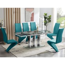 Rihanna Extending Clear Glass Dining Table With Chrome Supports