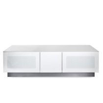 Crick LCD TV Stand Medium In White With Glass Door