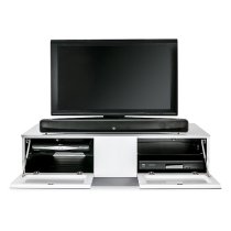 Crick LCD TV Stand Medium In White With Glass Door