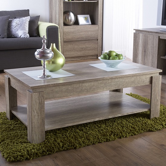 Camerton Wooden Coffee Table Rectangular In Oak With Undershelf